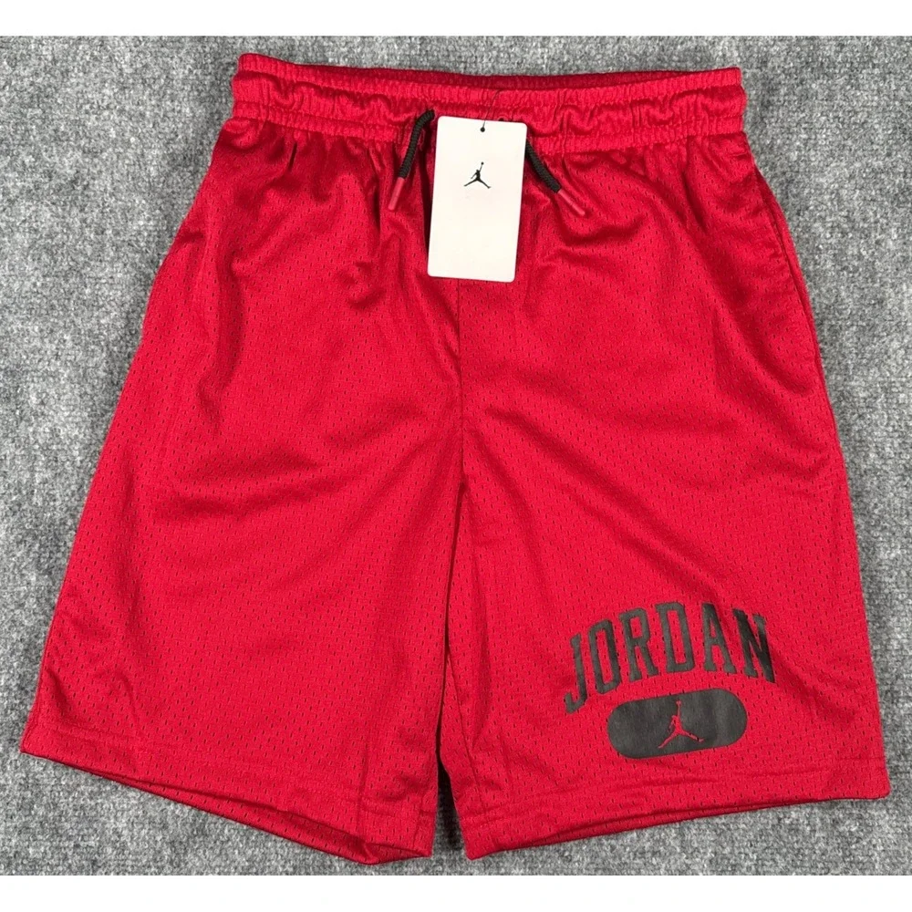 Jordan Boys Large 12-13 Yrs Gym Red Mesh Athletic Basketball Shorts NWT